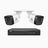 EL200 - 1080p 4 Channel Outdoor Wired Security CCTV System with 2 Cameras, 3.6 MM Lens, Smart DVR with Human & Vehicle Detection, 66 ft Infrared Night Vision, 4-in-1 Output Signal, IP67