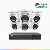 NightChroma<sup>TM</sup> NAK200 - 1080P 8 Channel 6 Cameras Wired CCTV System, Acme Color Night Vision, f/1.0 Super Aperture, 0.001 Lux, 121° FoV, Active Alignment