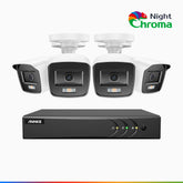 NightChroma<sup>TM</sup> NAK200 - 1080P 8 Channel 4 Cameras Wired CCTV System, Acme Color Night Vision, f/1.0 Super Aperture, 0.001 Lux, 121° FoV, Active Alignment