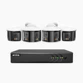 ACDK500 - 3K 8 Channel 4 Dual-Lens Cameras Wired Security System, 180° Panoramic View, Smart Dual Light Night Vision, Two-Way Audio, IP67