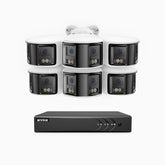ACDK500 - 3K 8 Channel 6 Dual-Lens Cameras Wired Security System, 180° Panoramic View, Smart Dual Light Night Vision, Two-Way Audio, IP67