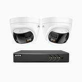 ACDK500 - 3K 8 Channel 2 Dual-Lens Cameras Wired Security System, 180° Panoramic View, Smart Dual Light Night Vision, Two-Way Audio, IP67