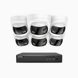 ACDK500 - 3K 8 Channel 6 Dual-Lens Cameras Wired Security System, 180° Panoramic View, Smart Dual Light Night Vision, Built-in Microphone, IP67