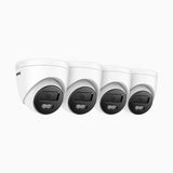 C500P - 4PCS 3K Dual Light Outdoor PoE Security Camera, Color & IR Night Vision, 3072*1728 Resolution, f/1.6 Aperture (0.005 Lux), Human & Vehicle Detection, Built-in Microphone, IP67