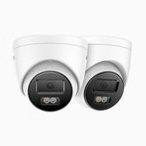 C1200 - 2 PCS 4K 12MP Outdoor Dual Light PoE Security Camera, Color & IR Night Vision, Human & Vehicle Detection, H.265+, Built-in Microphone, Max. 512 GB Local Storage, IP67