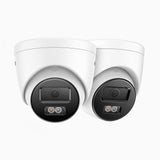 C800 - 2PCS 4K Outdoor PoE IP Security Camera, Human & Vehicle Detection, Color & IR Night Vision, Built-in Microphone & SD Card Slot, RTSP Supported