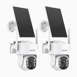 WB400 - 2-Pack 4MP Wireless Outdoor Battery Security Camera, 2.4G & 5.8G Dual-Band WiFi, Motion Detection, Two-Way Audio, 9000mAh Rechargeable Battery & Solar Powered, 270° Pan & 90° Tilt, Cloud & Max. 256 GB Local Storage, Works with Alexa