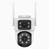 WCD220 - 4MP Dual-Lens Outdoor Wireless WiFi Security Camera, 355° Pan & 90° Tilt, 2.4 GHz Wi-Fi Connection, Human Motion Detection, Dual Light Night Vision, Active Siren Alarm, Two-Way Audio, Cloud & Max. 128 GB Local Storage, Works with Alexa