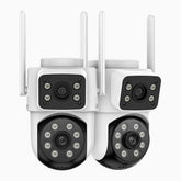 WCD220 - 4MP Dual-Lens Outdoor Wireless WiFi Security Camera, 355° Pan & 90° Tilt, 2.4 GHz Wi-Fi Connection, Human Motion Detection, Dual Light Night Vision, Active Siren Alarm, Two-Way Audio, Cloud & Max. 128 GB Local Storage, Works with Alexa