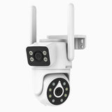 WCD400 - 4MP Wireless Outdoor Dual-Lens WiFi Security Camera, 2.4G/5G Dual-Band WiFi, 350° Pan & 90° Tilt, Dual-Light Night Vision, Motion Detection, Two-Way Audio, Cloud & Max. 256 GB Local Storage, Works with Alexa