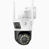 WCD600 - 6MP UHD Dual-Lens Outdoor Wireless WiFi Security Camera, Red Blue Flashing Lights & Siren, Smart Dual Light Night Vision, Two-Way Audio, 300° Pan & 90° Tilt, Cloud & Max. 128 GB Local Storage, Works with Alexa