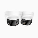 2-Pack FCD600 6MP UHD Dual-Lens Outdoor PoE Security Camera, 180° Panoramic View, Smart Dual Light Night Vision, Two-Way Audio, Active Siren & Alarm, Human & Vehicle Detection, IP67