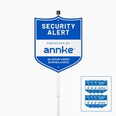 ANNKE 10" Heavy Duty 100% Aluminum Security Sign, with Ground Stake & 8 Window Stickers, Reflective & Fade Resistant Outdoor Surveillance Warning Sign for Home, Yard, Property Protection