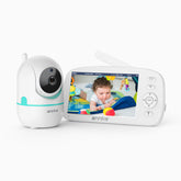 Tivona - 1080p 5" HD Video Baby Monitor with Camera, Two-Way Audio, Voice & Temperature Detection, Feeding Reminder, 360° Pan Tilt, 2X Zoom, 5000mAh Battery, VOX Function