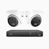 H500 - 3K 4 Channel 2 Cameras PoE Security System, Smart Dual Light Night Vision, 3072 × 1728 @ 20fps, Smart Human & Vehicle Detection, Built-in Microphone, IP67