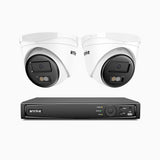 H500 - 3K 4 Channel 2 Cameras PoE Security System, Smart Dual Light Night Vision, 3072 × 1728 @ 20fps, Smart Human & Vehicle Detection, Built-in Microphone, IP67