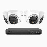 H500 - 3K 4 Channel 4 Cameras PoE Security System, Smart Dual Light Night Vision, 3072 × 1728 @ 20fps, Smart Human & Vehicle Detection, Built-in Microphone, IP67