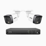 H500 - 3K 4 Channel 2 Cameras PoE Security System, Smart Dual Light Night Vision, 3072 × 1728 @ 20fps, Smart Human & Vehicle Detection, Built-in Microphone, IP67