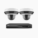 HZ504P - 4 Channel 2 Cameras PTZ PoE Security System, 3K Super HD, 4X Optical Zoom, IK10 Vandal-Resistant, 2.8-12 mm Lens, Intelligent Behavior Analysis, Color Night Vision & Anti-Fog