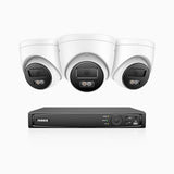 H800 - 4K 4 Channel 3 Cameras PoE Security System, Human & Vehicle Detection, Color & IR Night Vision, Built-in Mic, RTSP Supported