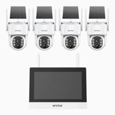 WTB400 - 4MP 4 Channel 4 Solar Cameras Wireless NVR CCTV System with 7″ Monitor, IPS Touch Screen, Motion Detection, Two-Way Audio, 9000mAh Rechargeable Battery & Solar Powered, 270° Pan & 90° Tilt, Works with Alexa