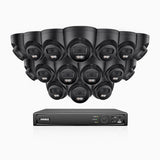 H500P - 3K 16 Channel 16 Cameras PoE Security System, Color & IR Night Vision, 3072*1728 Resolution, f/1.6 Aperture (0.005 Lux), Human & Vehicle Detection, Built-in Microphone,IP67