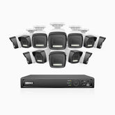 H500P - 3K 16 Channel 12 Cameras PoE Security System, Color & IR Night Vision, 3072*1728 Resolution, f/1.6 Aperture (0.005 Lux), Human & Vehicle Detection, Built-in Microphone,IP67