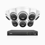 H500P - 3K 16 Channel 8 Cameras PoE Security System, Color & IR Night Vision, 3072*1728 Resolution, f/1.6 Aperture (0.005 Lux), Human & Vehicle Detection, Built-in Microphone,IP67