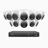 H500 - 3K 16 Channel 12 Cameras PoE Security System, Smart Dual Light Night Vision, 3072 × 1728 @ 20fps, Smart Human & Vehicle Detection, Built-in Microphone, IP67