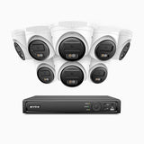 H500 - 3K 16 Channel 8 Cameras PoE Security System, Smart Dual Light Night Vision, 3072 × 1728 @ 20fps, Smart Human & Vehicle Detection, Built-in Microphone, IP67