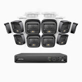 H500 - 3K 16 Channel 10 Cameras PoE Security System, EXIR 2.0 Night Vision, Built-in Mic & SD Card Slot,IP67 Waterproof, RTSP Supported, Works with Alexa