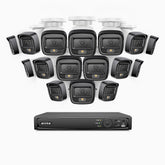 H500 - 3K 16 Channel 16 Cameras PoE Security System, Smart Dual Light Night Vision, 3072 × 1728 @ 20fps, Smart Human & Vehicle Detection, Built-in Microphone, IP67