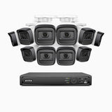 H300 - 2K 3MP 16 Channel 10 Cameras PoE Security System, EXIR 2.0 Night Vision, Motion Detection, H.265+, IP67 Waterproof