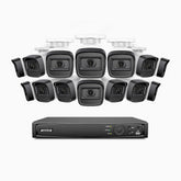 H300 - 2K 3MP 16 Channel 14 Cameras PoE Security System, EXIR 2.0 Night Vision, Motion Detection, H.265+, IP67 Waterproof