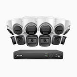 H300 - 2K 3MP 16 Channel PoE Security System with 6 Bullet & 6 Turret Cameras, EXIR 2.0 Night Vision, Motion Detection, H.265+, IP67 Waterproof
