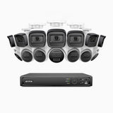 H300 - 2K 3MP 16 Channel PoE Security System with 7 Bullet & 7 Turret Cameras, EXIR 2.0 Night Vision, Motion Detection, H.265+, IP67 Waterproof