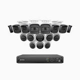 H300 - 2K 3MP 16 Channel PoE Security System with 8 Bullet & 8 Turret Cameras, EXIR 2.0 Night Vision, Motion Detection, H.265+, IP67 Waterproof