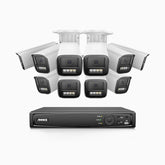 HZ804 - 4K 16 Channel 10 Cameras PoE Security System, 4X Optical Zoom, 2.8 - 12 MM Motorized Varifocal Lens, Smart Dual Light Night Vision, Motion Detection 2.0, Built-in Microphone, Siren & Strobe Alarm, Upgraded Version