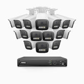 HZ804 - 4K 16 Channel 16 Cameras PoE Security System, 4X Optical Zoom, 2.8 - 12 MM Motorized Varifocal Lens, Smart Dual Light Night Vision, Motion Detection 2.0, Built-in Microphone, Siren & Strobe Alarm, Upgraded Version