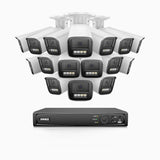 HZ804 - 4K 16 Channel 16 Cameras PoE Security System, 4X Optical Zoom, 2.8 - 12 MM Motorized Varifocal Lens, Smart Dual Light Night Vision, Motion Detection 2.0, Built-in Microphone, Siren & Strobe Alarm, Upgraded Version