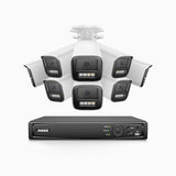 HZ804 - 4K 16 Channel 8 Cameras PoE Security System, 4X Optical Zoom, 2.8 - 12 MM Motorized Varifocal Lens, Smart Dual Light Night Vision, Motion Detection 2.0, Built-in Microphone, Siren & Strobe Alarm, Upgraded Version