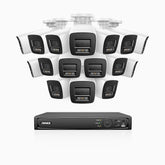 H1200 - 4K 12MP 16 Channel 16 Cameras PoE Security System, Color & IR Night Vision, Human & Vehicle Detection, H.265+, Built-in Microphone, Max. 512 GB Local Storage, IP67