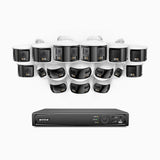 FDH800 - 16 Channel PoE Security System with 8 Bullet & 8 Turret 8MP UHD Dual Lens Cameras, 180° Panoramic View, Smart Dual Light Night Vision, Two-Way Audio, Active Siren & Alarm, Human & Vehicle Detection, IP67