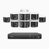 FDH600 - 16 Channel PoE Security System with 8 Dual Lens Cameras, 6MP Resolution, 180° Panoramic View, Smart Dual Light Night Vision, Two-Way Audio, Active Siren & Alarm, Human & Vehicle Detection, IP67