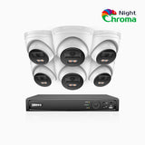 NightChroma<sup>TM</sup> NCK500 - 3K 8 Channel 6 Cameras PoE Security System, Acme Color Night Vision, f/1.0 Super Aperture, Active Alignment, Built-in Microphone, IP67 , All-Metal Housing
