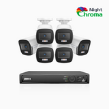 NightChroma<sup>TM</sup> NCK500 - 3K 8 Channel 6 Cameras PoE Security System, Acme Color Night Vision, f/1.0 Super Aperture, Active Alignment, Built-in Microphone, IP67 , All-Metal Housing