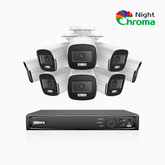 NightChroma<sup>TM</sup> NCK500 - 3K 8 Channel 8 Cameras PoE Security System, Acme Color Night Vision, f/1.0 Super Aperture, Active Alignment, Built-in Microphone, IP67 , All-Metal Housing
