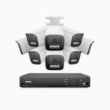 HZ804 - 4K 8 Channel 8 Cameras PoE Security System, 4X Optical Zoom, 2.8 - 12 MM Motorized Varifocal Lens, Smart Dual Light Night Vision, Motion Detection 2.0, Built-in Microphone, Siren & Strobe Alarm, Upgraded Version