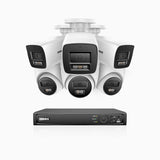 H1200 - 4K 12MP 8 Channel PoE Security System with 3 Bullet & 3 Turret Cameras, Color & IR Night Vision, Human & Vehicle Detection, H.265+, Built-in Microphone, Max. 512 GB Local Storage, IP67