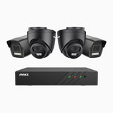 H500P - 3K 8 Channel PoE Security System with 2 Bullet & 2 Turret Cameras, Color & IR Night Vision, 3072*1728 Resolution, f/1.6 Aperture (0.005 Lux), Human & Vehicle Detection, Built-in Microphone,IP67